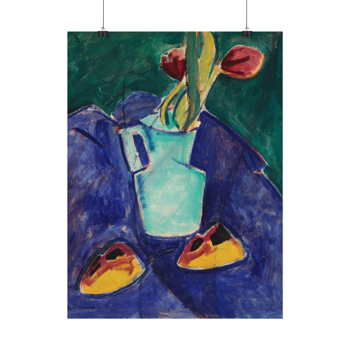 Tulips in a Green Vase