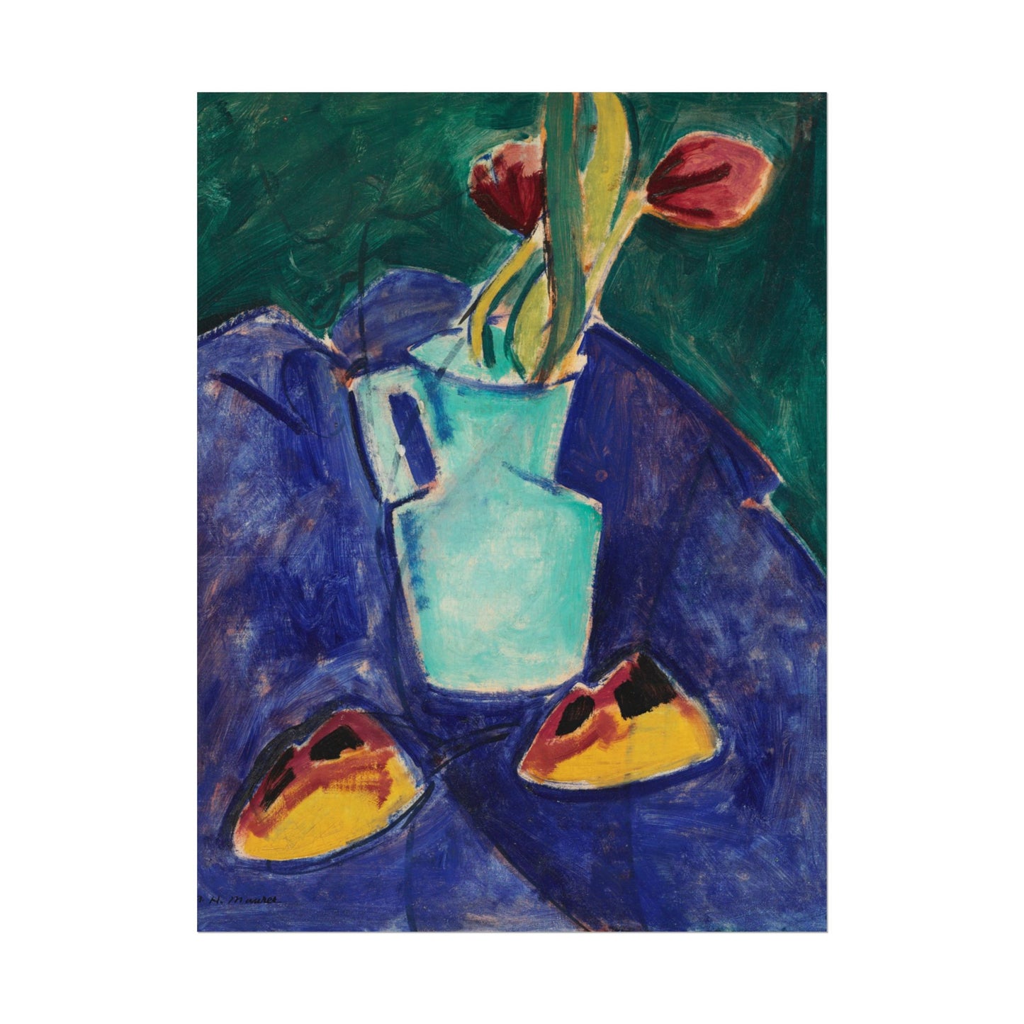 Tulips in a Green Vase