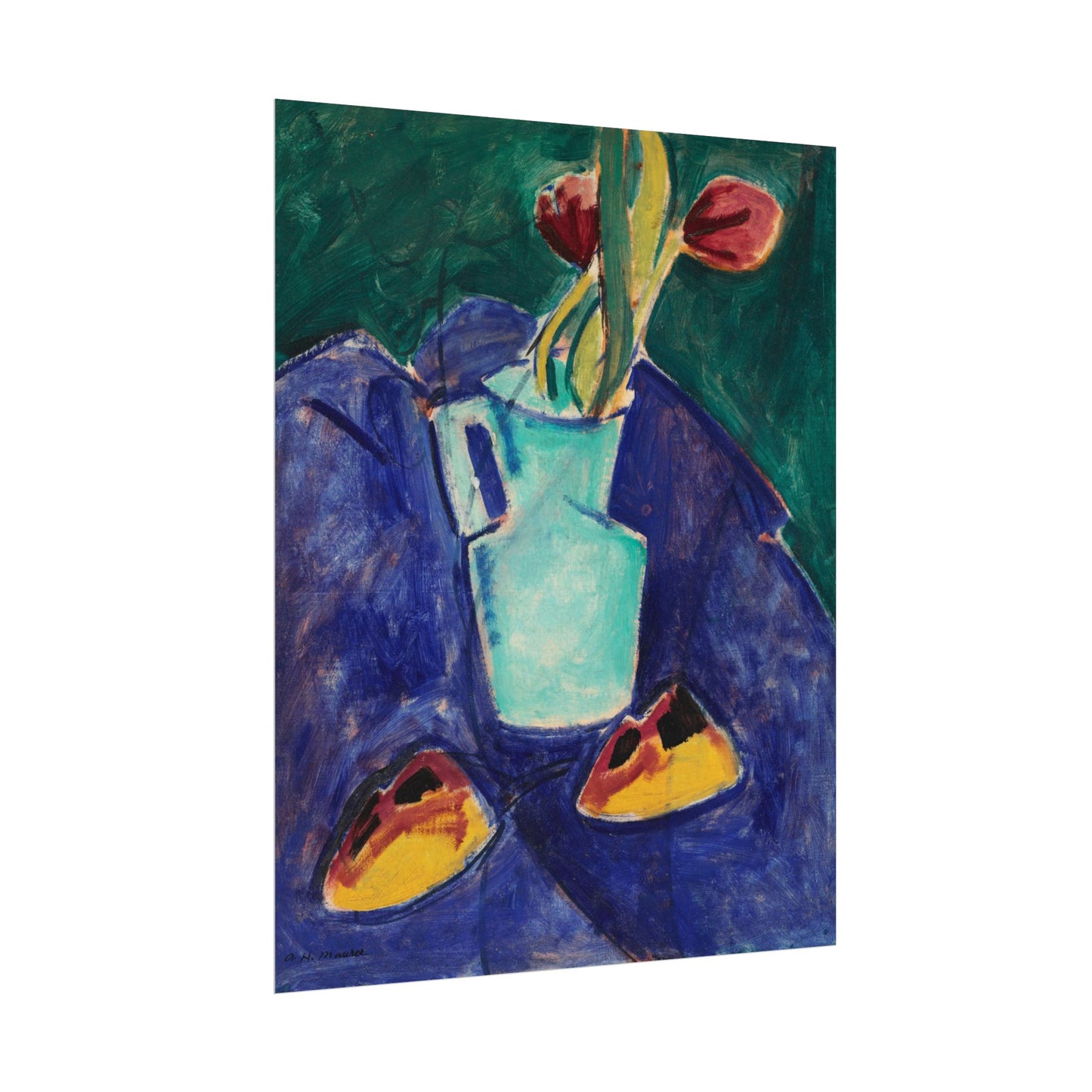 Tulips in a Green Vase