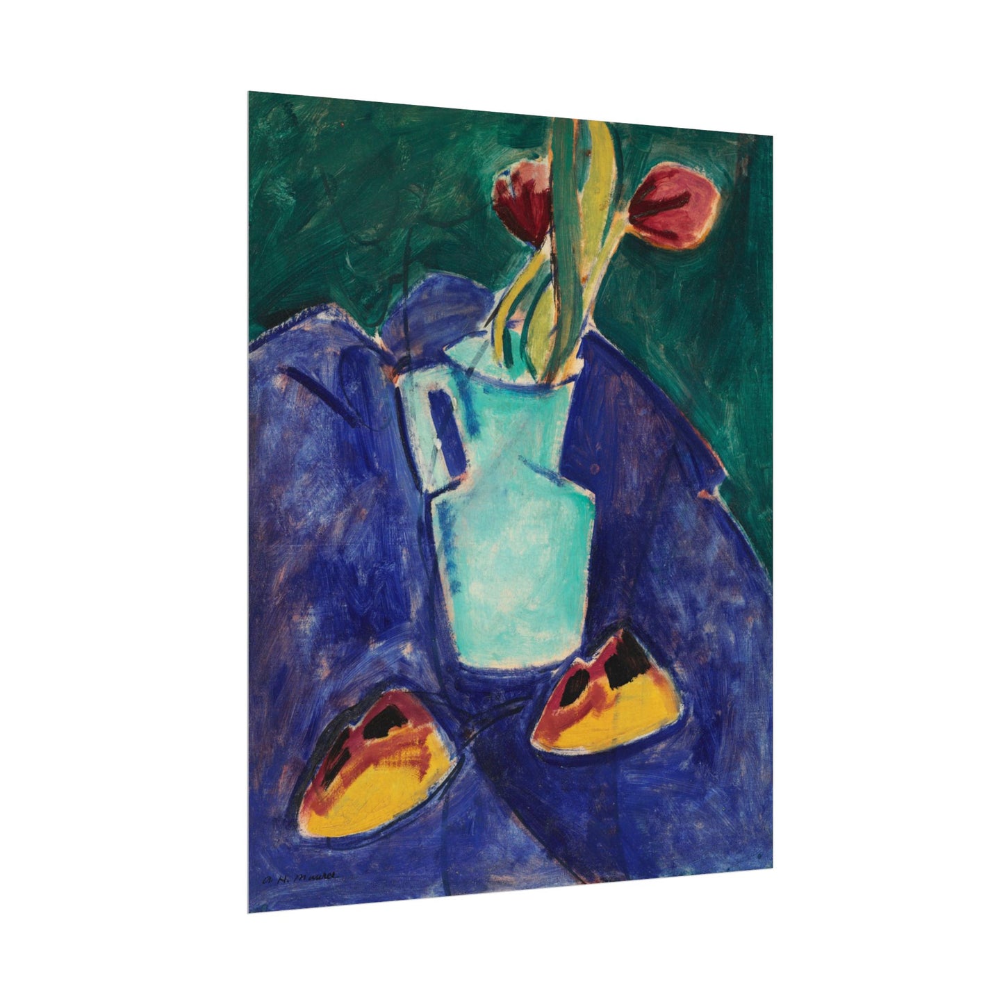 Tulips in a Green Vase