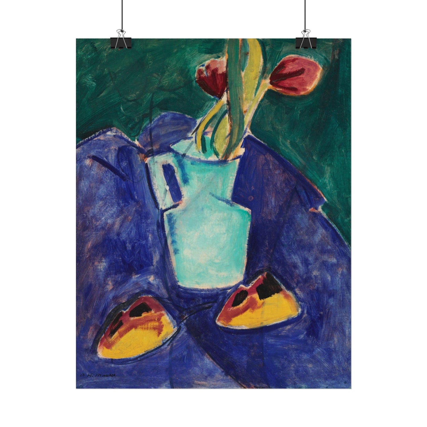 Tulips in a Green Vase