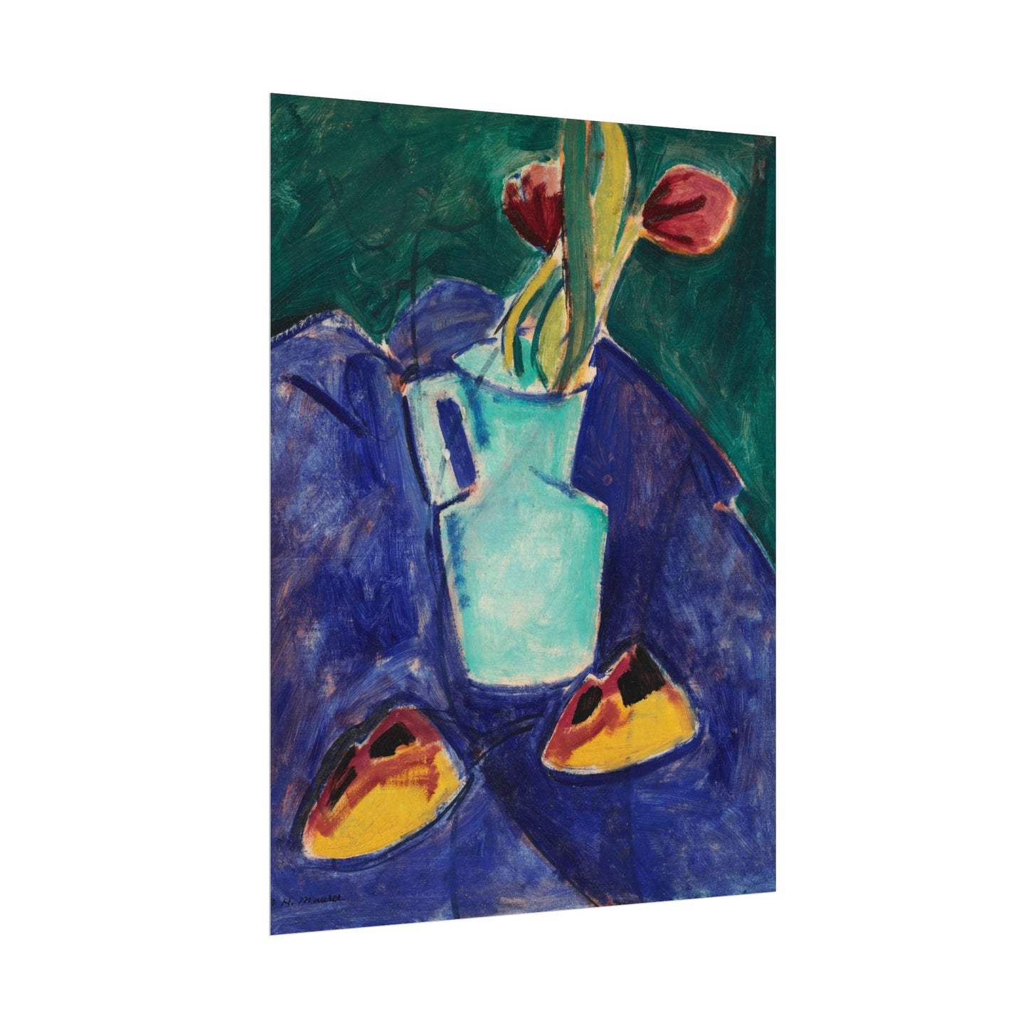 Tulips in a Green Vase