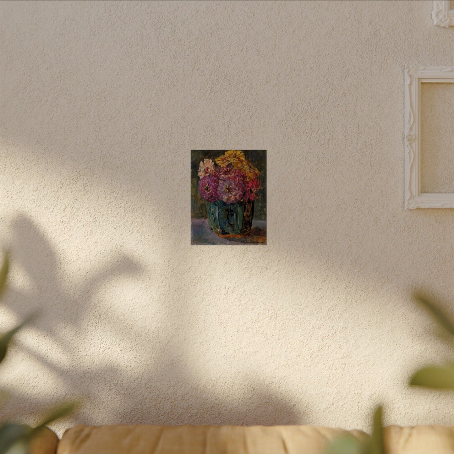 Still Life with Zinnias in a Green Jar