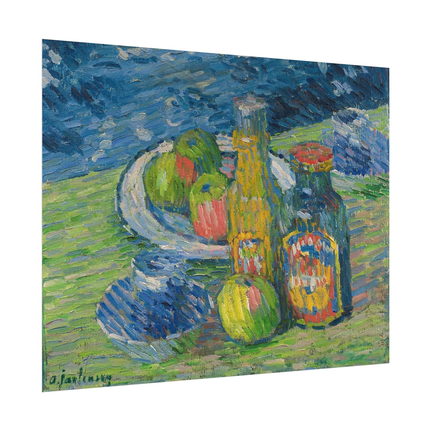 Fruit and Bottles Still Life