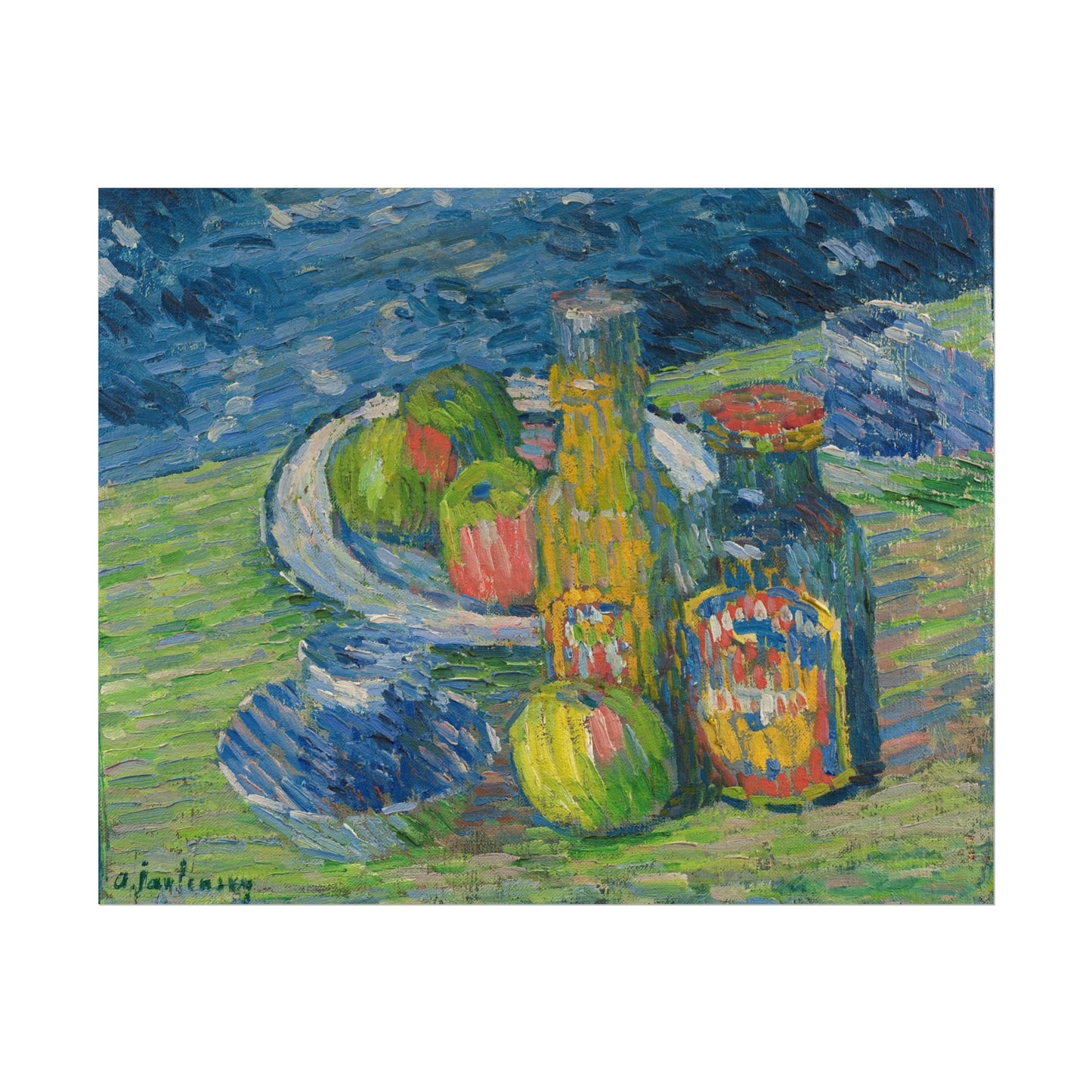 Fruit and Bottles Still Life