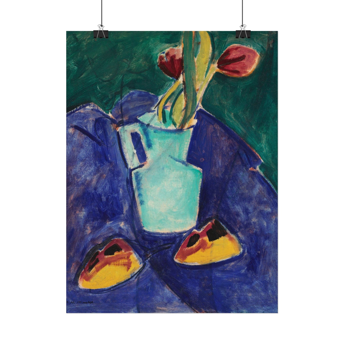 Tulips in a Green Vase