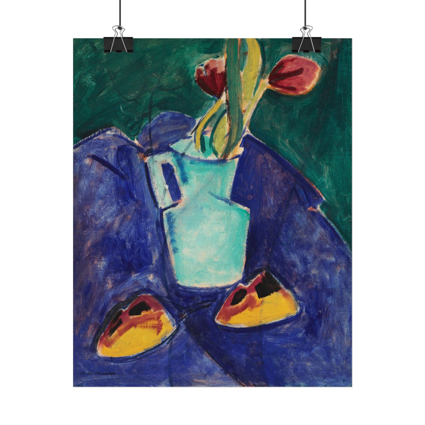 Tulips in a Green Vase