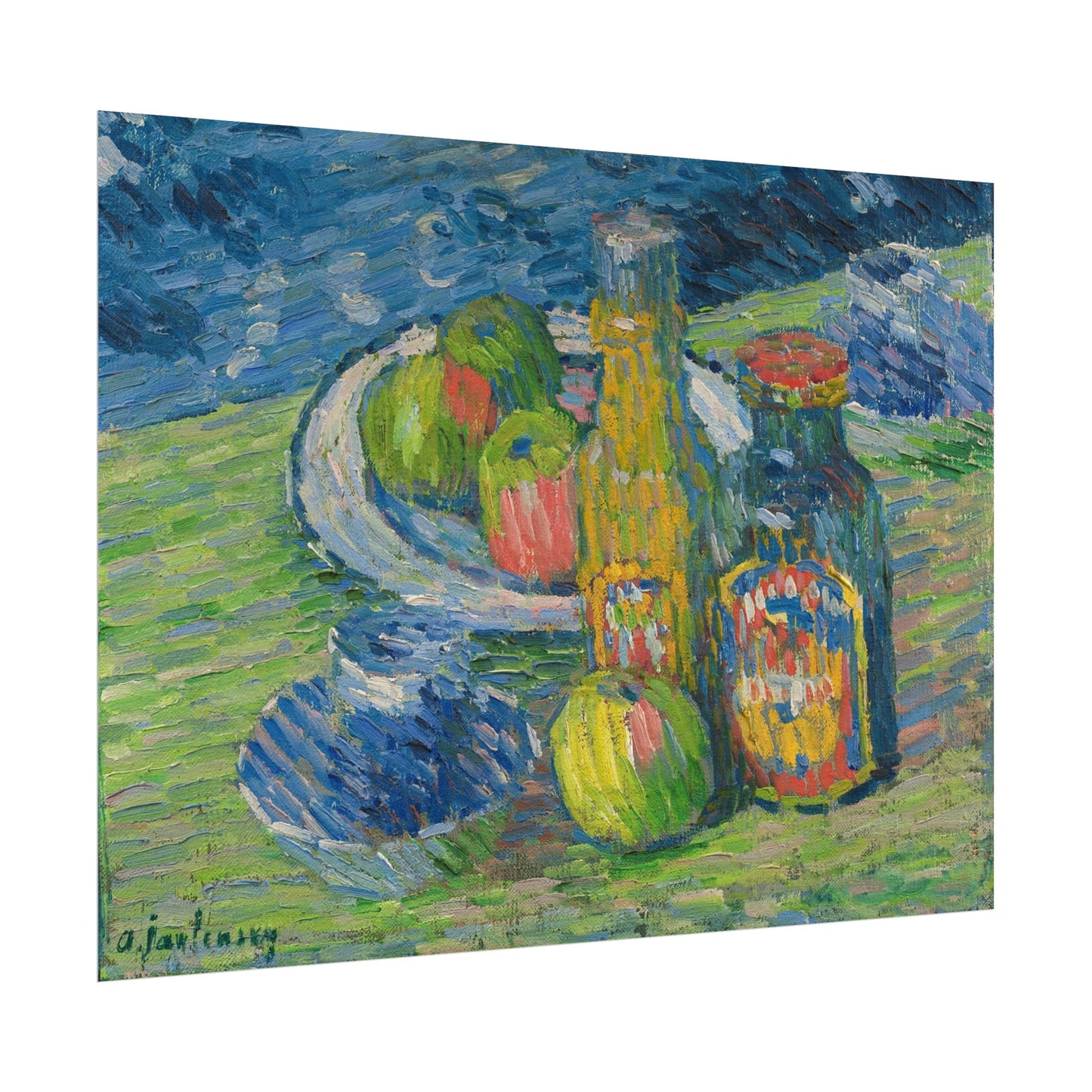 Fruit and Bottles Still Life