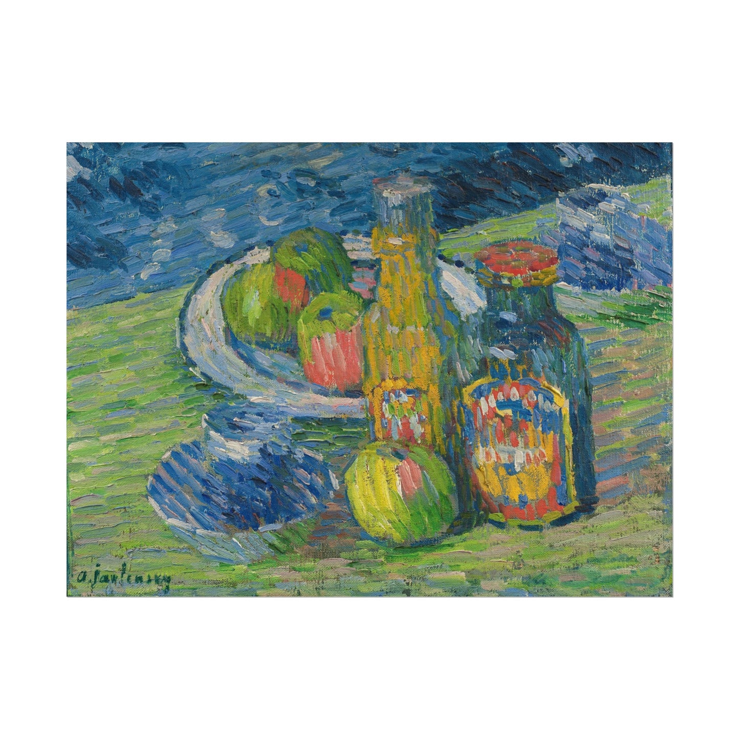 Fruit and Bottles Still Life