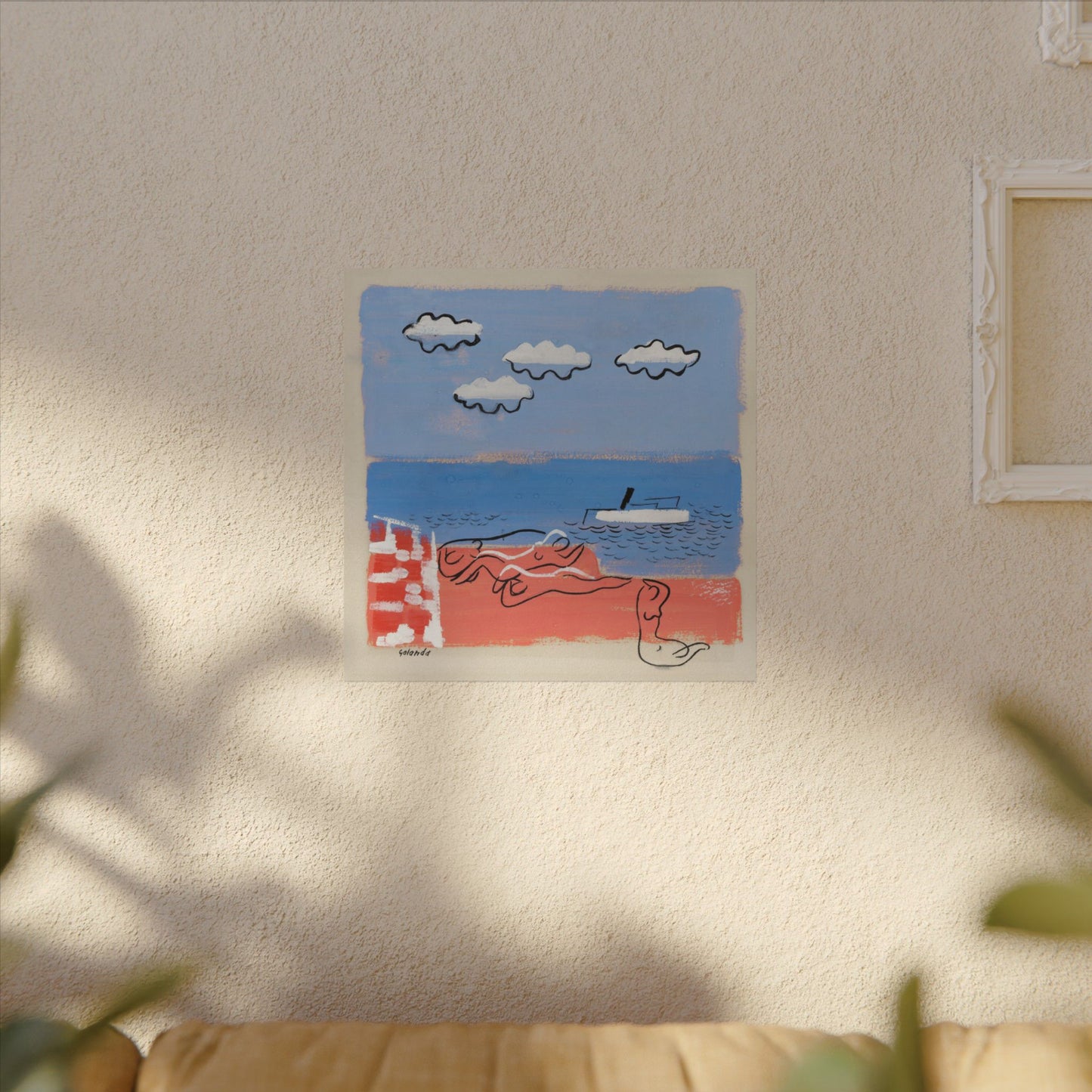 He and Sea Beach - Modern Art Print for Coastal Decor
