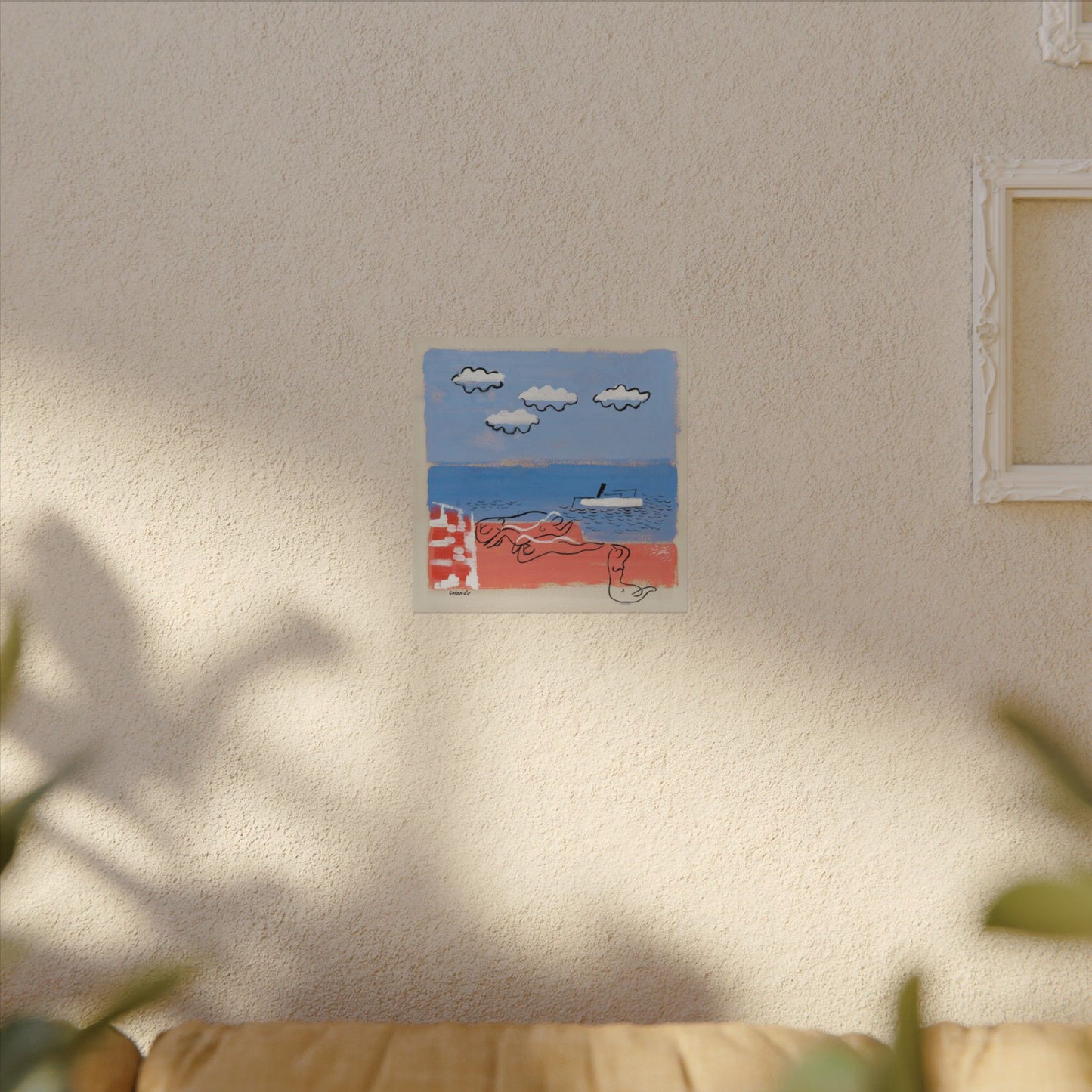 He and Sea Beach - Modern Art Print for Coastal Decor