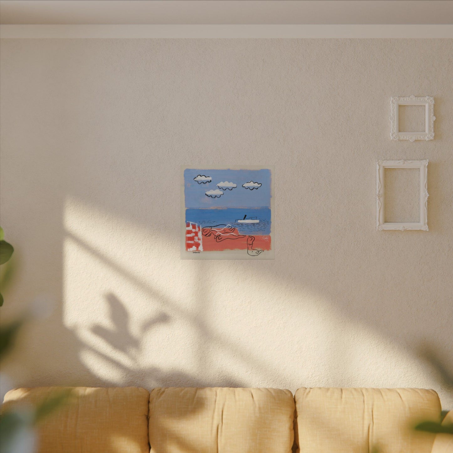 He and Sea Beach - Modern Art Print for Coastal Decor