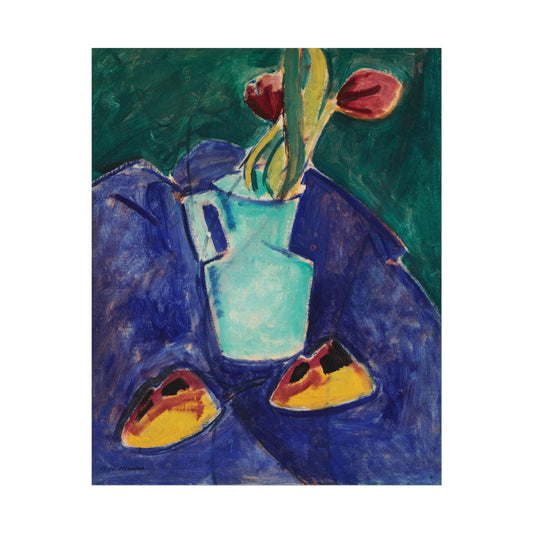 Tulips in a Green Vase